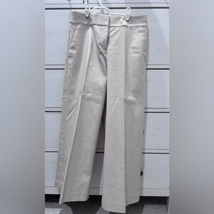 LOFT Classic Wide Leg Cropped Cream Pants